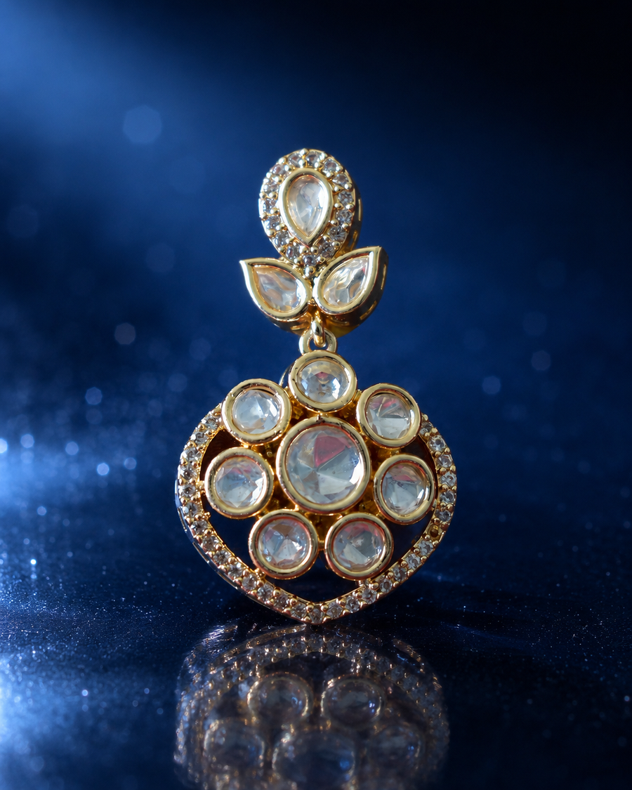 Elegant Kundan Drop Earrings Gold Party Wear