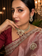 Premium Ruby Stone Peacock Design Necklace Set with Earrings