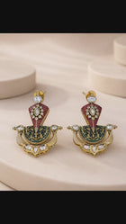 Kundan Meenakari Drop Earrings Multicolor Party Wear