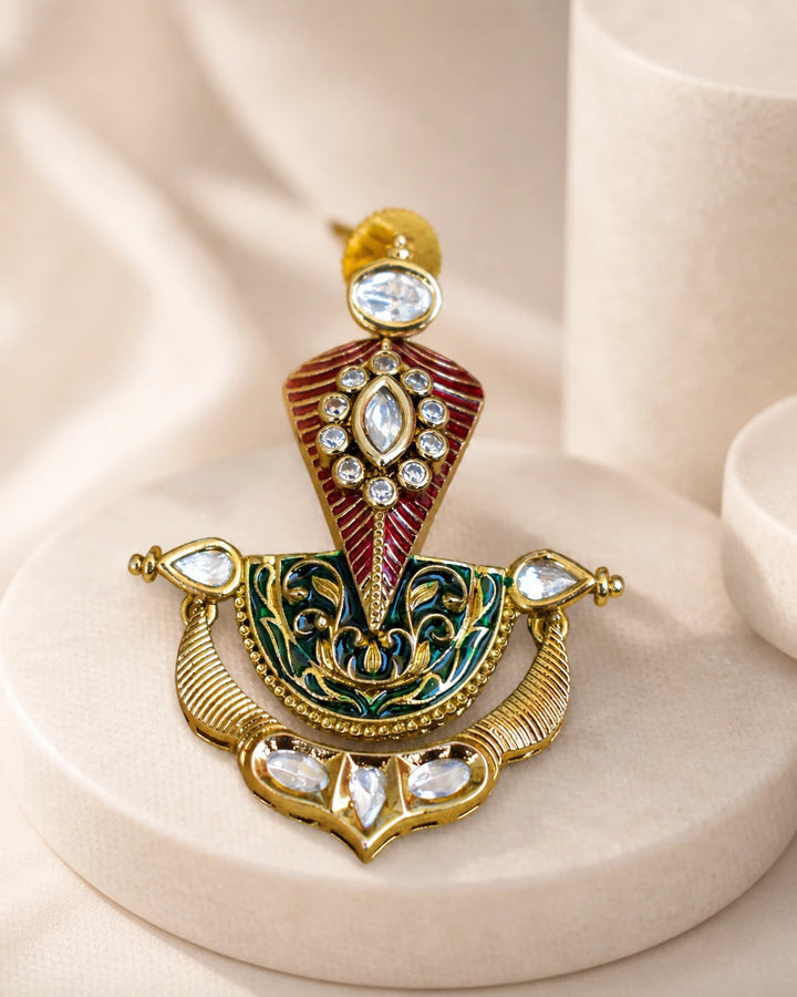 Kundan Meenakari Drop Earrings Multicolor Party Wear