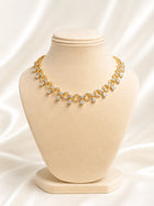 Exquisite Gold-Plated Circular Link Necklace with Shimmering Pear Drops