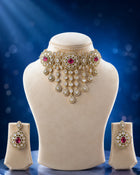 Royal Ruby and Kundan Statement Choker Set with Floral Accents