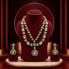 Premium Dual Layer Kundan Necklace Set with Earrings