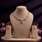 Delicate Silver Stone Necklace Set with Earrings