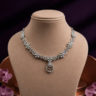 Delicate Silver Stone Necklace Set with Earrings