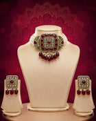 Premium Ruby Red Kundan Choker Set with Pearl Layers