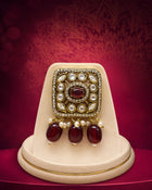 Premium Ruby Red Kundan Choker Set with Pearl Layers