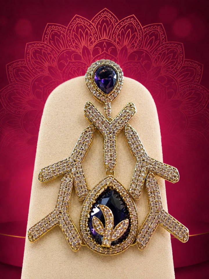 Contemporary Gold-Plated Branch Pattern Necklace with Deep Violet Accents