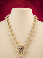 Contemporary Gold-Plated Branch Pattern Necklace with Deep Violet Accents