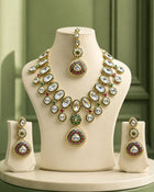 Premium Layered Kundan Necklace Set with Maang Tikka