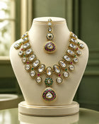 Premium Layered Kundan Necklace Set with Maang Tikka