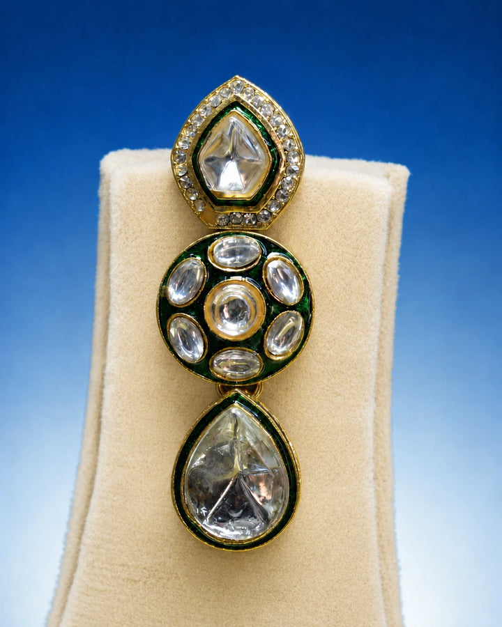 Premium Kundan Drop Necklace Set with Earrings