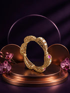 Pink Kundan Bangles with gold-toned kada design, pink stones, white kundan-style accents, and ornate filigree work