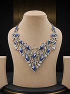 Blue Stone Silver Necklace Set Party Wear