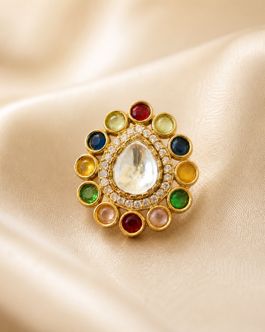 Multicolor Kundan Stud Earrings Elegant Party Wear