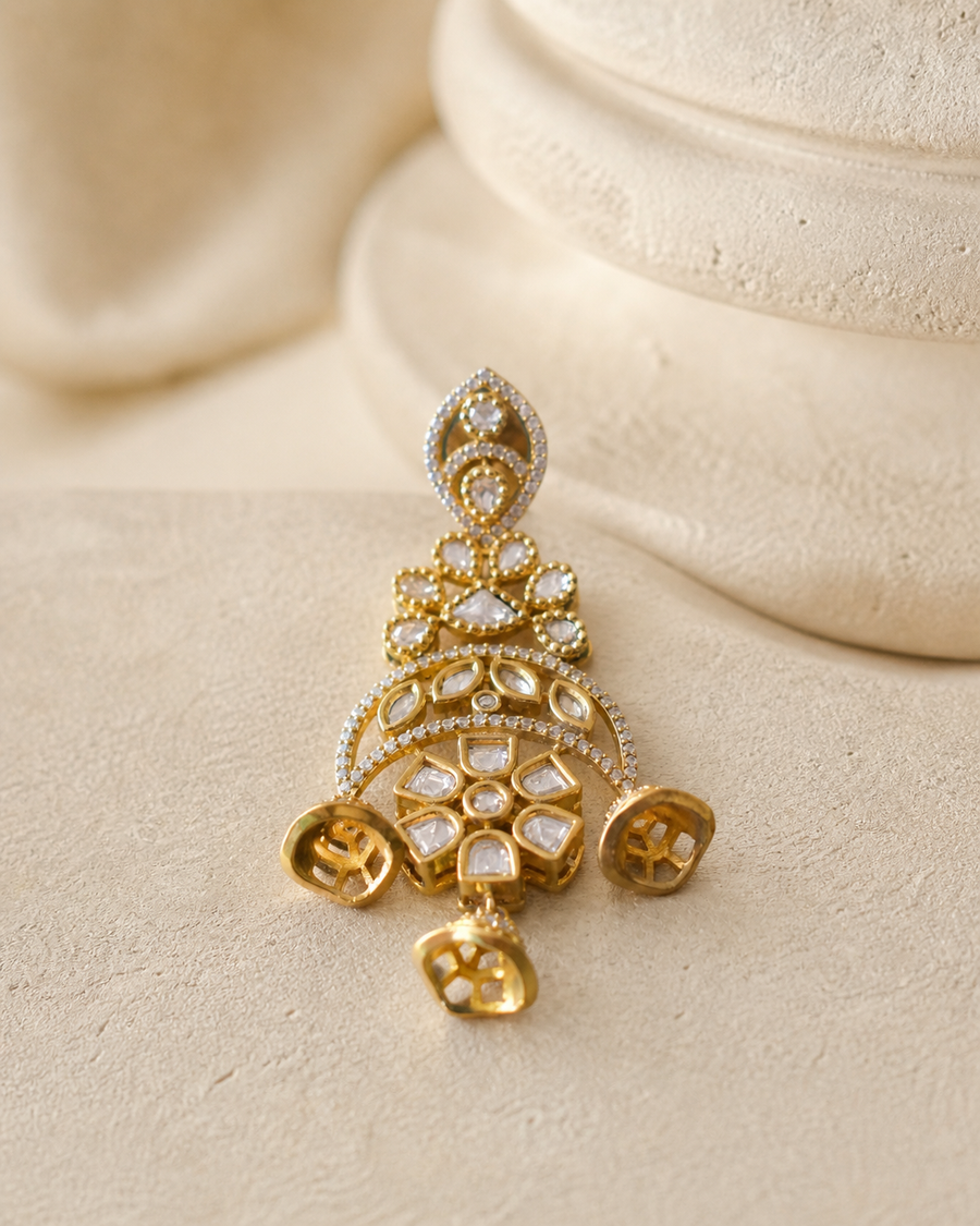 Elegant Kundan Jhumka Earrings Gold Party Wear