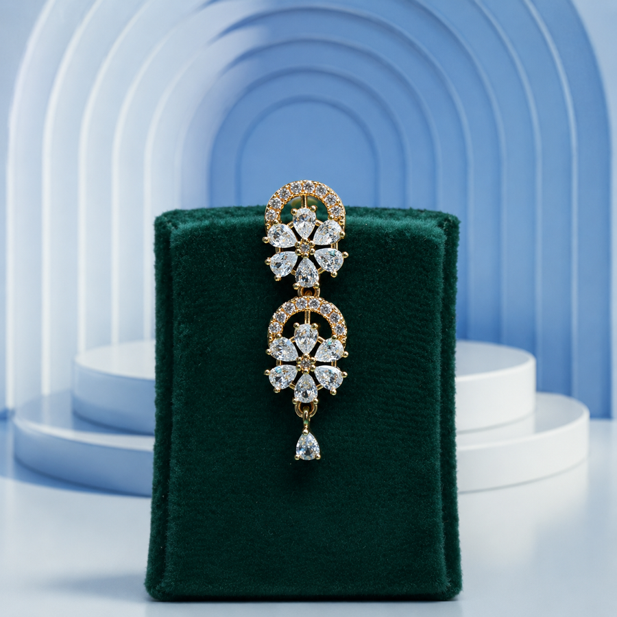Premium Floral Diamond-Style Necklace Set with Earrings