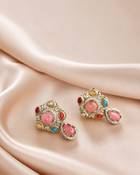 Peach Stone Designer Necklace Set with Earrings