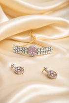 Elegant Pink Kundan Choker Set with Earrings