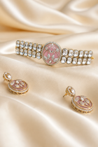 Elegant Pink Kundan Choker Set with Earrings